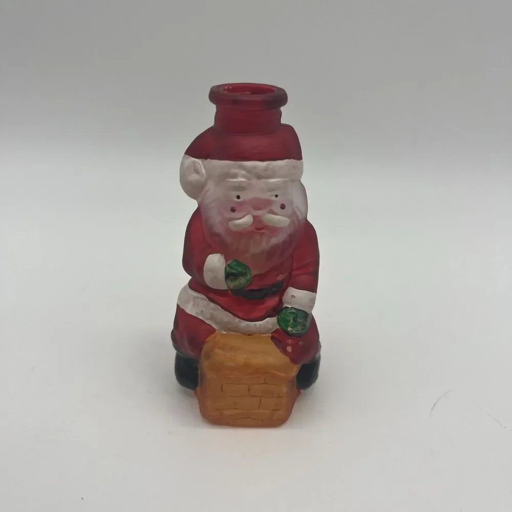 Vintage OLD WORLD Christmas Glass LIGHT BULB COVERS, Santa and Angel, set of 2